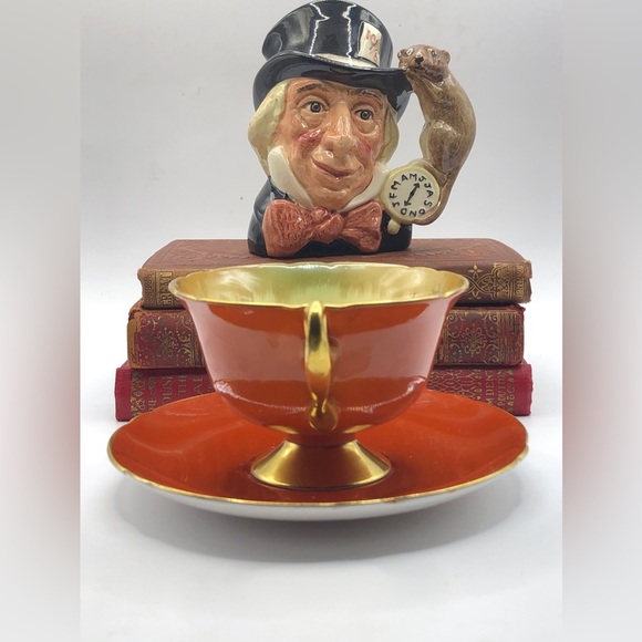 1945-1966 Shelley Fine Bone China Teacup & Saucer, Pedestal, Orange - Picture 7 of 10